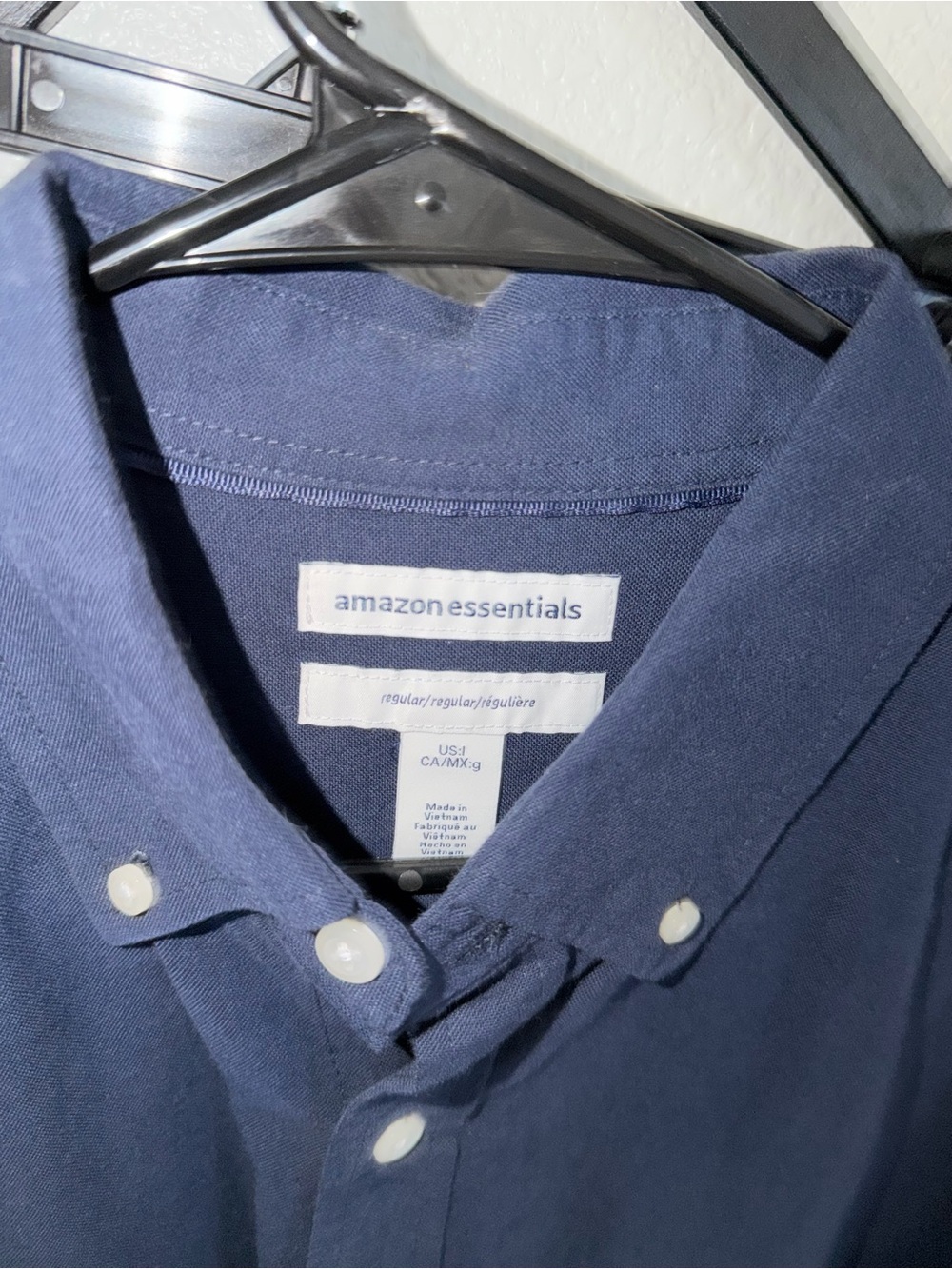 Amazon Essentials Men’s XL Navy Button Down Shirt Regular Fit Long Sleeve NWT - Picture 3 of 4
